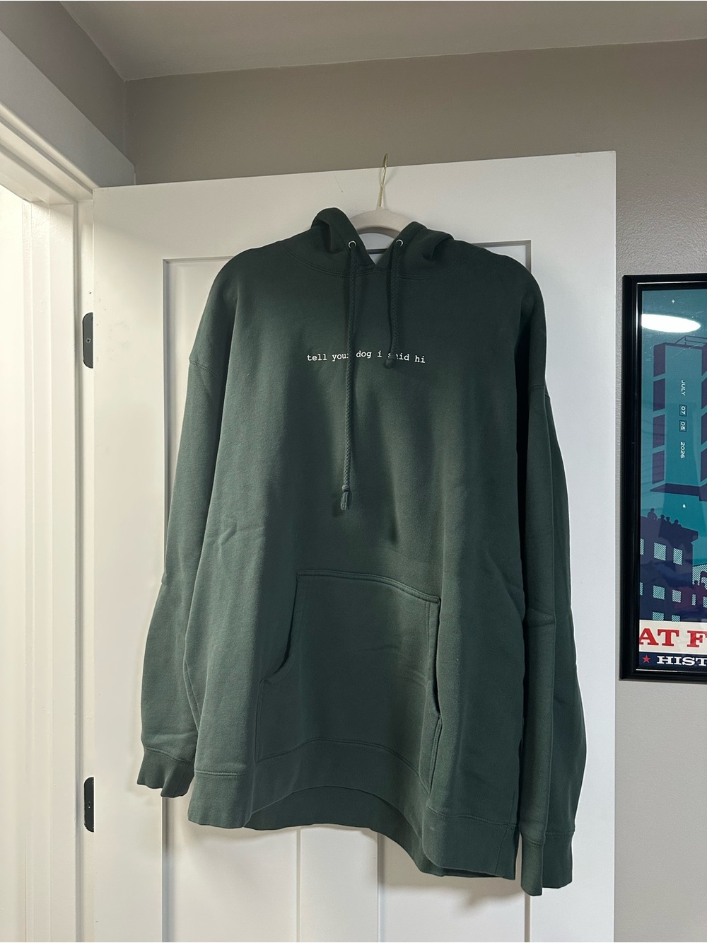 Men's Forest Green Crewneck Sweatshirt with Subtle Chest Text